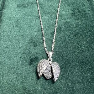 Sterling Silver Angel Wings Heart Necklace